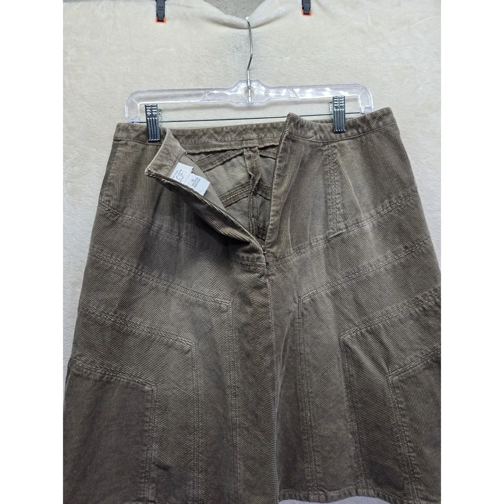 Ann‎ Taylor LOFT Brown Corduroy A-Line Skirt Chevron Cotton 10 Preppy Western